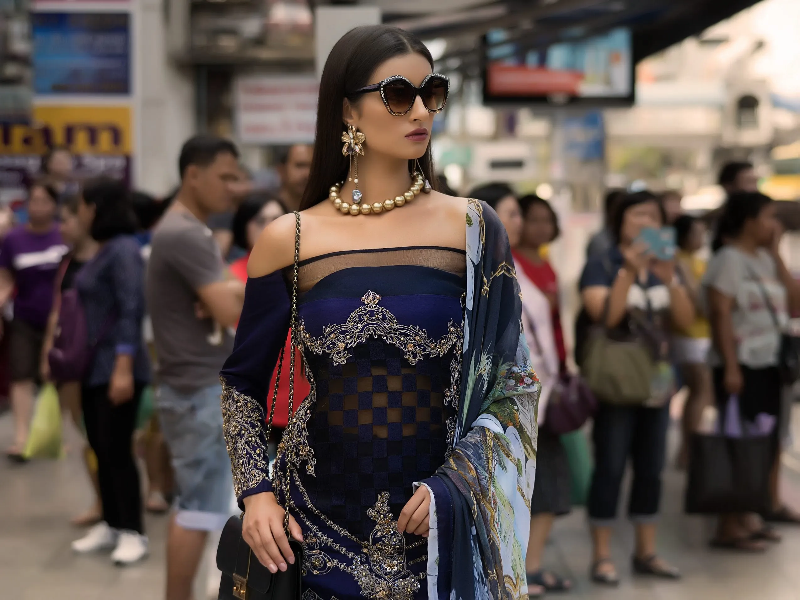 Erum Khan Embroidered Chiffon Collection – Midnight Blue