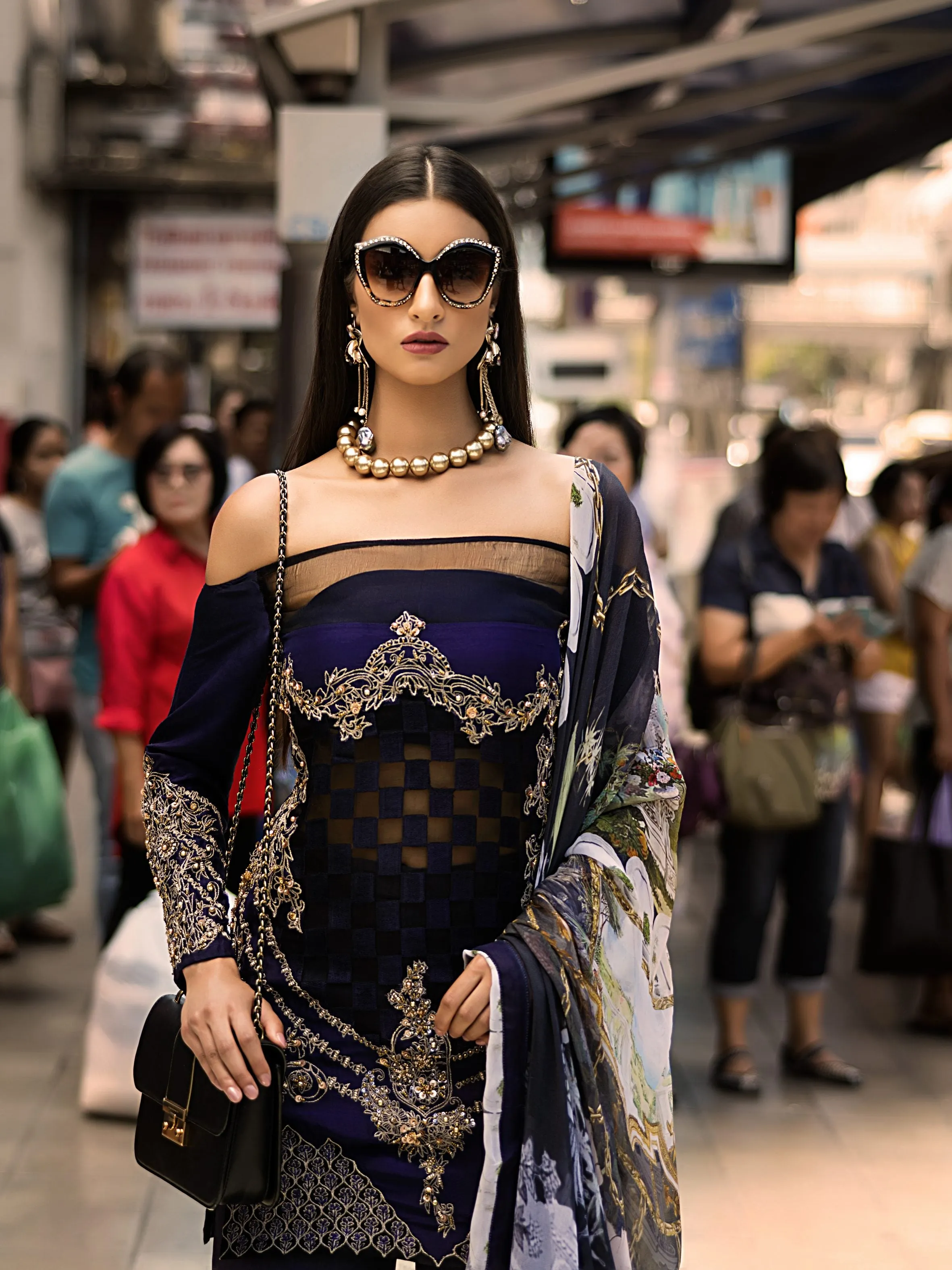 Erum Khan Embroidered Chiffon Collection – Midnight Blue