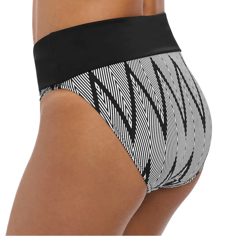 Geneva Black White Fold Bikini Brief - Fantasie Swim